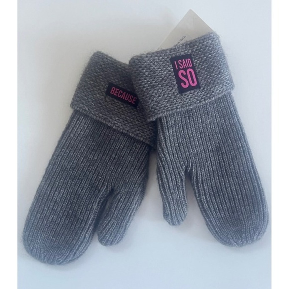 New Attic Salt Gray Stretch Knit Mittens Fingerless Gloves Because I Said So NWT